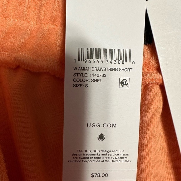 UGG Orange Terry Cloth Amiah Drawstring Shorts, Size Small (v) - Picture 5 of 7